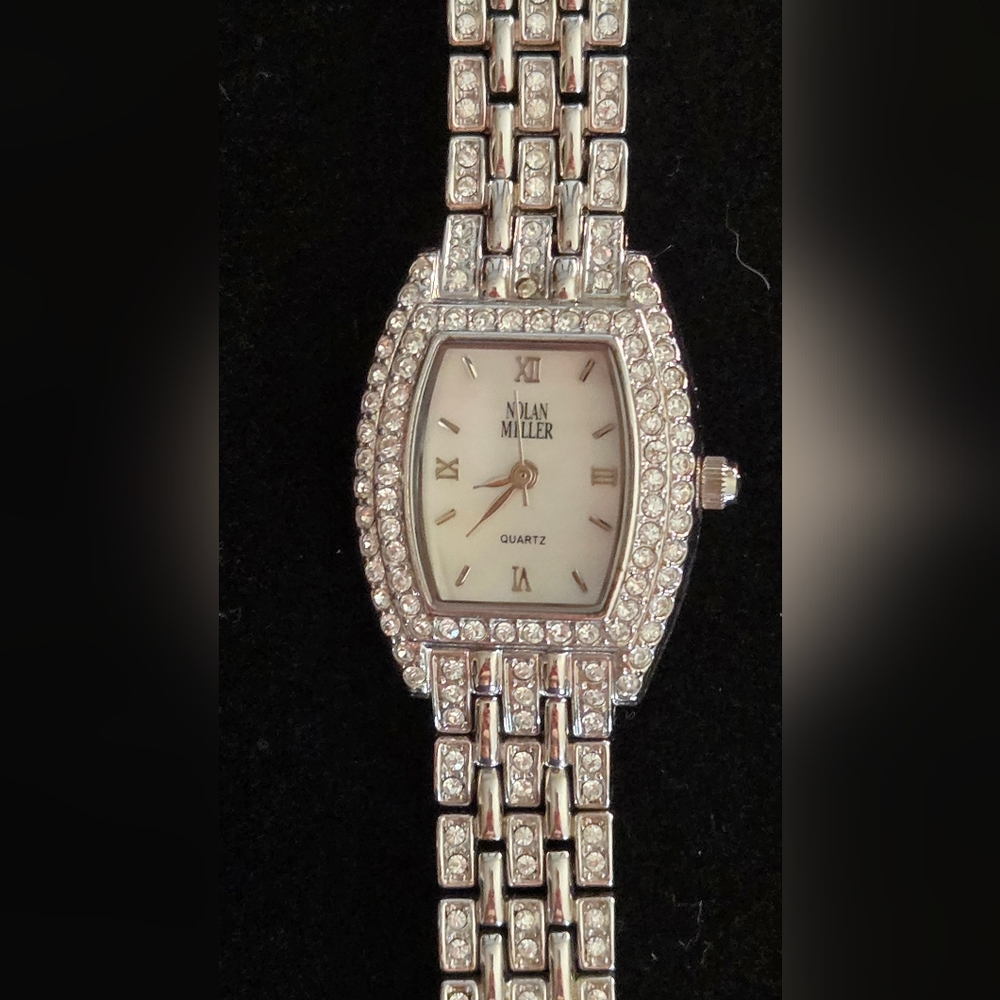 Nolan Miller Vintage Silver Crystal Women's Watch